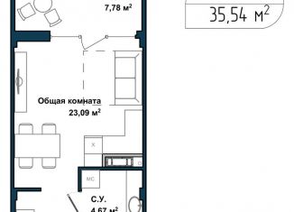 Продам 1-комнатную квартиру, 34.8 м2, Севастополь