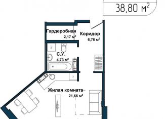 Продажа 1-ком. квартиры, 38.7 м2, Севастополь