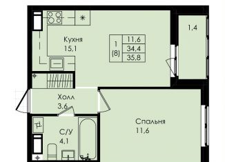 1-ком. квартира на продажу, 35.8 м2, Ленинградская область, улица Просвещения, 2