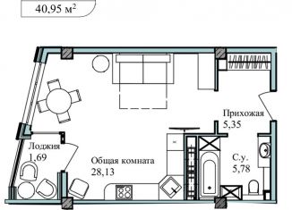 1-комнатная квартира на продажу, 43.2 м2, Севастополь, улица Лётчиков, 10