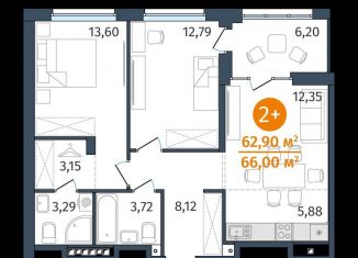 Продам 2-ком. квартиру, 62.9 м2, Тюмень, улица Тимофея Кармацкого, 17