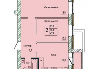 Продажа двухкомнатной квартиры, 47.8 м2, Волгоград