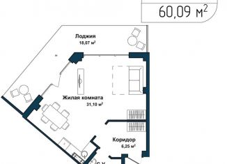 Продается 1-ком. квартира, 60.2 м2, Севастополь