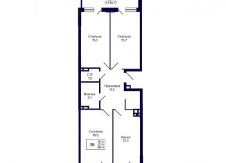 Продам трехкомнатную квартиру, 84.4 м2, Новосибирск, метро Золотая Нива, улица Коминтерна, 1с