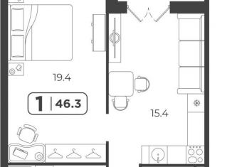 Продается 1-ком. квартира, 46.4 м2, Тюменская область, Холодильная улица