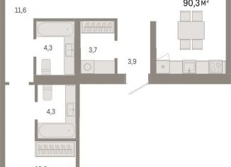 Продам 3-комнатную квартиру, 90.3 м2, Новосибирск, метро Студенческая