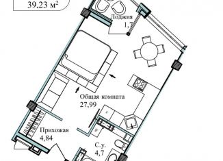 Продается 1-комнатная квартира, 41.2 м2, Севастополь, улица Лётчиков, 10