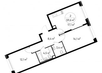 Продаю 2-комнатную квартиру, 59.6 м2, Москва, деревня Рассказовка, 1