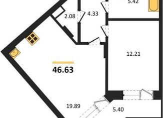 Продам 1-комнатную квартиру, 46.6 м2, Воронеж, Коминтерновский район