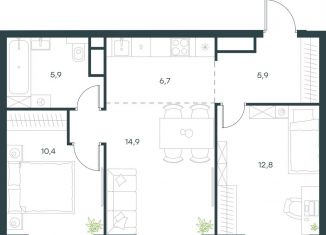 Продаю двухкомнатную квартиру, 56.5 м2, Москва, район Очаково-Матвеевское, жилой комплекс Левел Мичуринский, к11