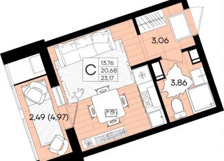 Продажа квартиры студии, 23.2 м2, Краснодар