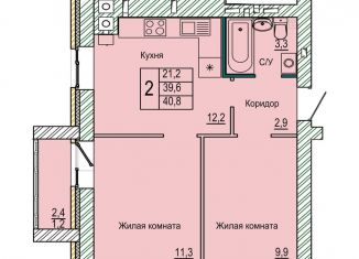 Продажа 2-комнатной квартиры, 40.8 м2, Волгоград