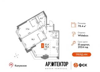 Продается 3-ком. квартира, 78.4 м2, Москва, ЮЗАО, улица Академика Волгина, 2