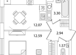 Продается однокомнатная квартира, 32.5 м2, Санкт-Петербург, улица Тамбасова, 1к1, муниципальный округ Сосновая Поляна