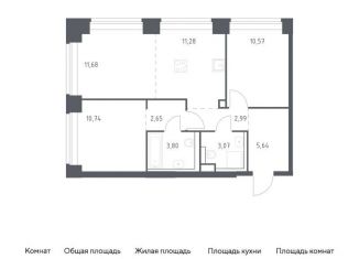 2-комнатная квартира на продажу, 62.4 м2, Москва, район Раменки, жилой комплекс Нова, к1