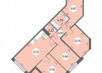 Продажа трехкомнатной квартиры, 81 м2, Санкт-Петербург, муниципальный округ Южно-Приморский