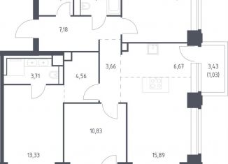 3-комнатная квартира на продажу, 86.8 м2, Москва, ЗАО, жилой комплекс Нова, к3