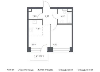 1-комнатная квартира на продажу, 36.4 м2, Москва, ЗАО, жилой комплекс Нова, к1