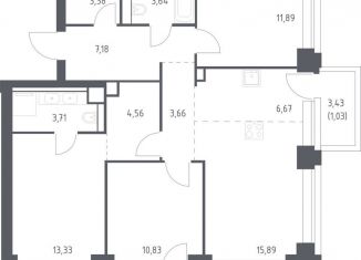 Продажа 3-комнатной квартиры, 86.8 м2, Москва, ЗАО, жилой комплекс Нова, к2