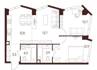 Продажа 3-ком. квартиры, 61.8 м2, Москва