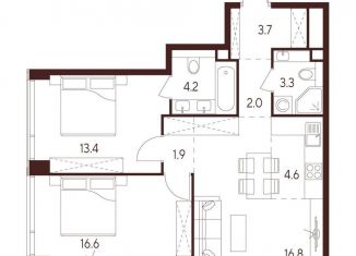 Продаю трехкомнатную квартиру, 66.5 м2, Москва