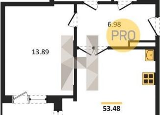 Продаю 1-ком. квартиру, 53.5 м2, Воронеж, Коминтерновский район, улица Славы, 7