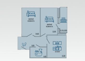 Продаю двухкомнатную квартиру, 56.9 м2, Волгоград, Советский район