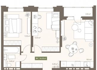 Продается двухкомнатная квартира, 54.5 м2, Кемерово, Ленинский район, Московский проспект, 23А