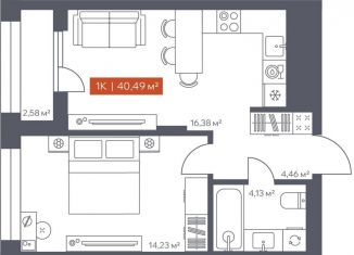 Продаю 1-ком. квартиру, 40.5 м2, Томск, Красноармейская улица, 144