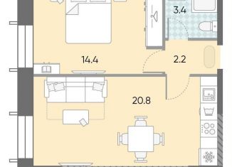 1-комнатная квартира на продажу, 40.8 м2, Москва, жилой комплекс Зиларт, 18/19/27, ЖК Зиларт