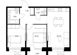 2-ком. квартира на продажу, 55.6 м2, Хабаровский край