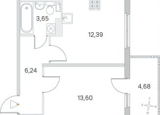 Продается однокомнатная квартира, 37.3 м2, посёлок Стрельна