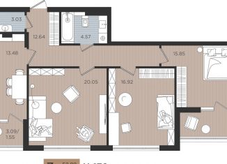 Продаю трехкомнатную квартиру, 90.8 м2, Калининград, Центральный район