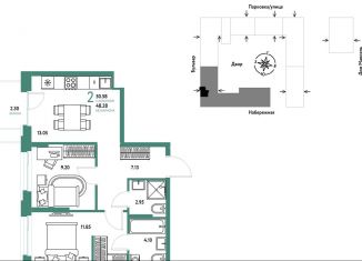 Продажа 2-комнатной квартиры, 50.6 м2, Тюмень, Центральный округ