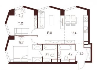 Продается трехкомнатная квартира, 61.1 м2, Москва, метро Октябрьское поле