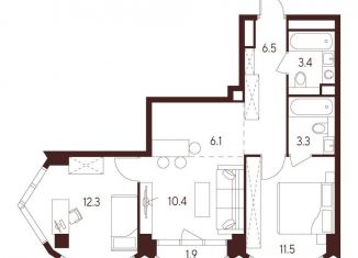 Продается 3-ком. квартира, 53.5 м2, Москва