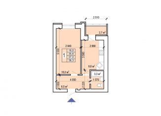 Продам однокомнатную квартиру, 38.3 м2, Саратовская область