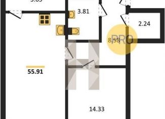 Продажа 1-ком. квартиры, 55.9 м2, Воронеж, Коминтерновский район