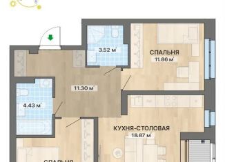 Продажа двухкомнатной квартиры, 64.1 м2, Екатеринбург, улица Кузнецова, 9/2, метро Уралмаш