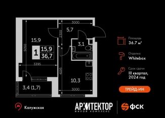 Продажа однокомнатной квартиры, 36.7 м2, Москва, метро Калужская, улица Академика Волгина, 2с1