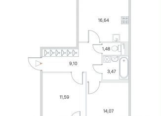 Продаю 2-ком. квартиру, 58.5 м2, посёлок Стрельна, ЖК Любоград