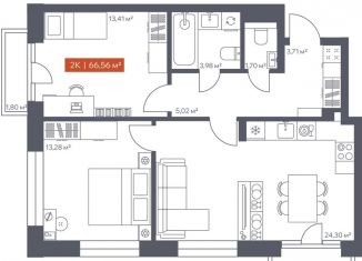 Продам 2-ком. квартиру, 66.6 м2, Томск, Красноармейская улица, 144