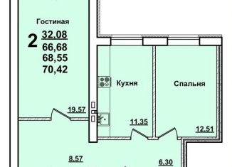 Продам 2-комнатную квартиру, 70.4 м2, Саратов, улица Танкистов, 80А