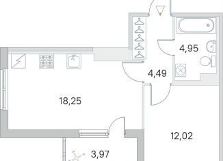 1-ком. квартира на продажу, 41.7 м2, посёлок Шушары