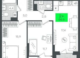 Продается 2-комнатная квартира, 66.7 м2, Тюмень, Калининский округ