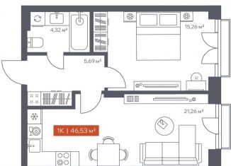 Продается 1-ком. квартира, 46.5 м2, Томск, Красноармейская улица, 144