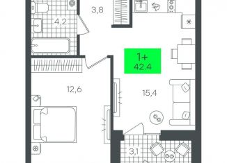 Продажа однокомнатной квартиры, 42.5 м2, Тюмень, Калининский округ, улица Василия Малкова, 17