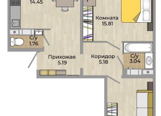 Продается 2-ком. квартира, 64.2 м2, Челябинская область, бульвар Карпова, 3