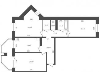 Продается 3-ком. квартира, 86.8 м2, Тюмень, Широтная улица, 124