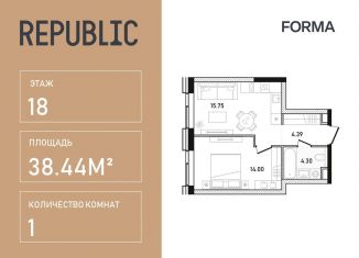 Продаю 1-комнатную квартиру, 38.4 м2, Москва, ЦАО, улица Пресненский Вал, 27с2